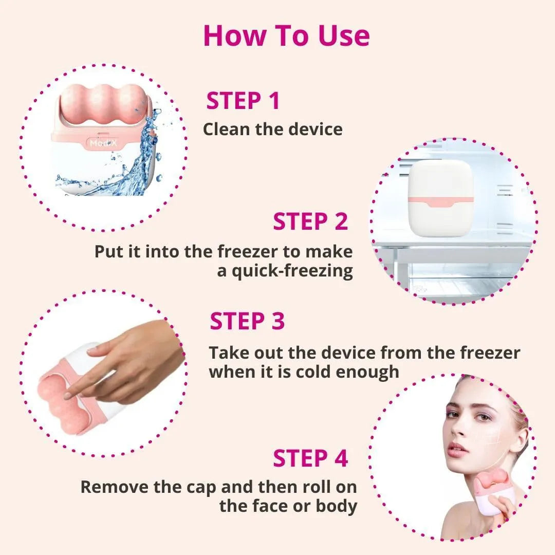 Travel Pink Ice Roller - Skin Care Tools Set