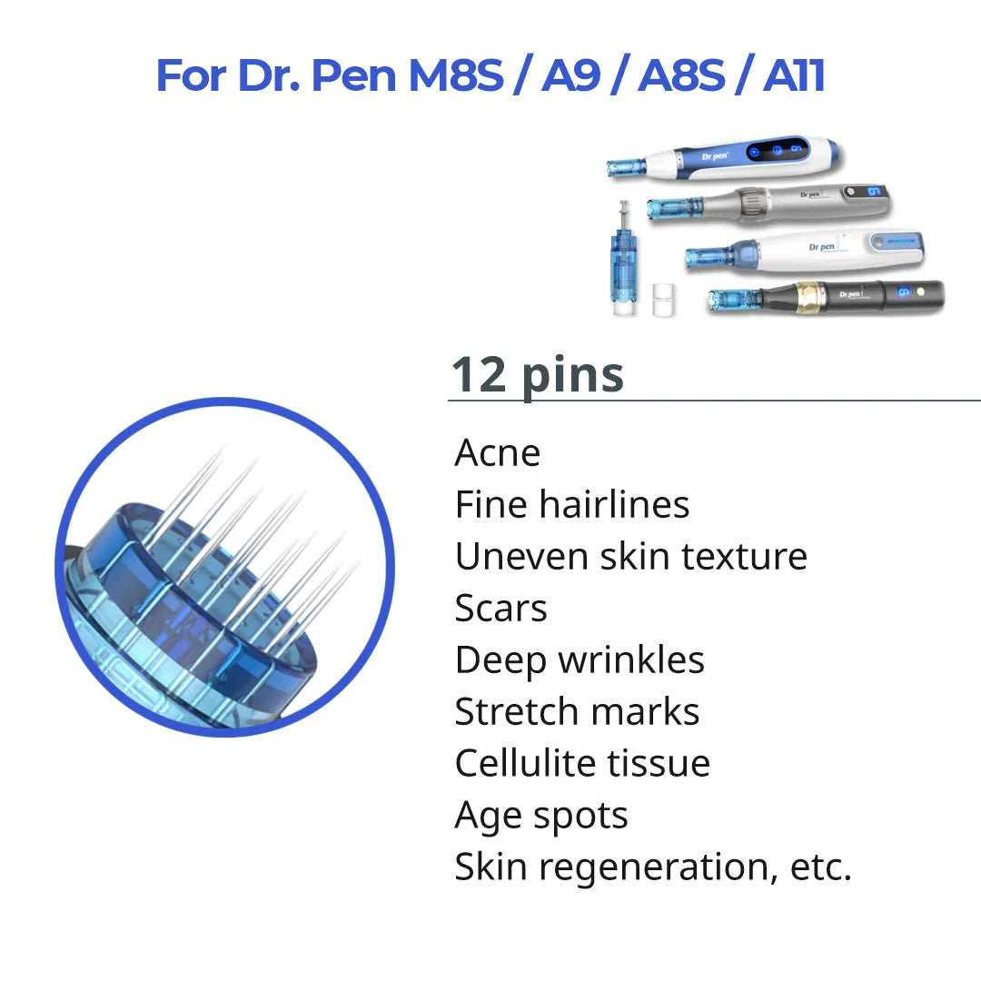 Dr. Pen M8S / A11 / A8S / A9 Cartridges - 10 Pack 12 Needles